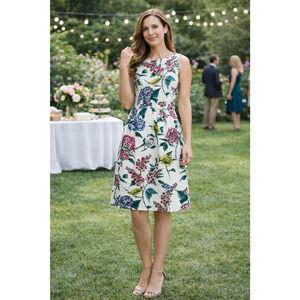 Boden Kiera Floral Bird Sheath Dress Womens Size 6L Multicolor Event Career